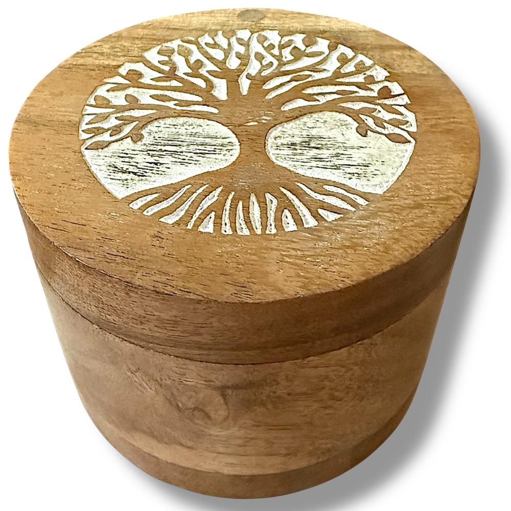 Small Wood Urn for Human & Pet Ashes Tree of Life Memorial Keepsake, Eco-Friendl